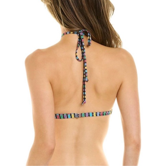 WEWOREWHAT Lurex Stripe High Neck Bikini Top and Delilah Bottoms Size M NWT - Picture 3 of 9